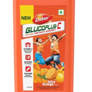 Dabur Glucoplus C Instant Glucose - Juicy Orange Flavour, 400 g Jar
